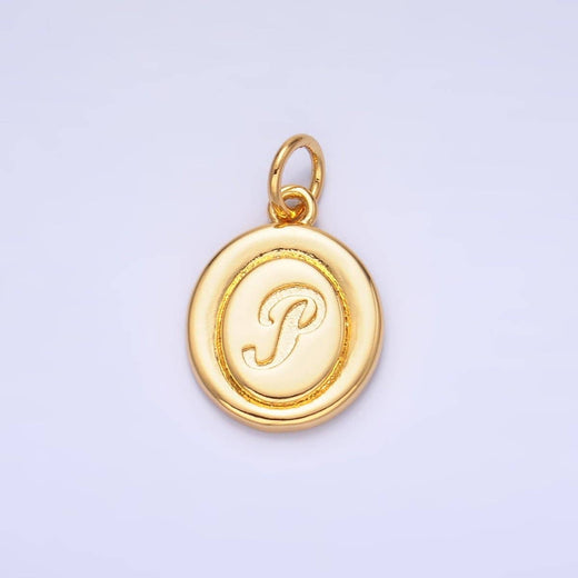 Letter Initial Engraved Stamped Oval Charm