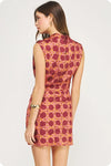 Chainlink Draped Neck Satin Dress
