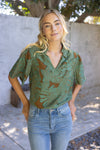 Ruffled V-Neck Floral Burnout Top