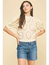 Puffed Sleeve Embroidered Sweater