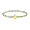 4mm Crystal Stretch Bracelet with Single Cross