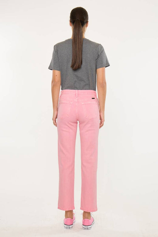 Pink Mid Rise Straight Jean