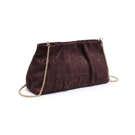Elva Croc Embossed Faux Suede Clutch
