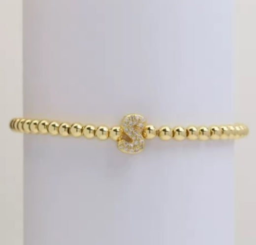 Gold Beaded Initial Bracelets