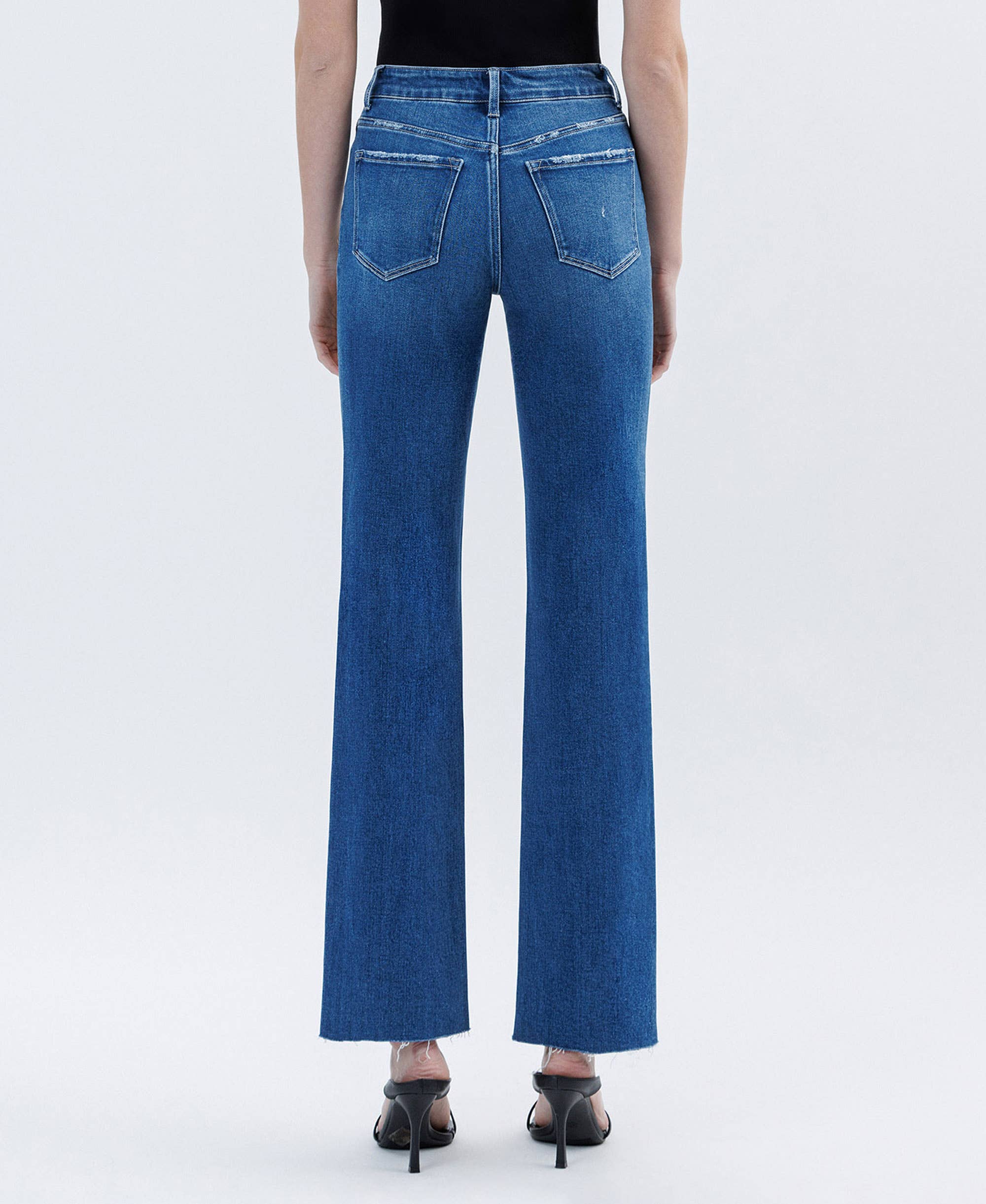 High Rise Hem Straight Jeans