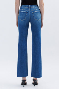 High Rise Hem Straight Jeans