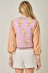 Floral Sweater Bomber Jacket