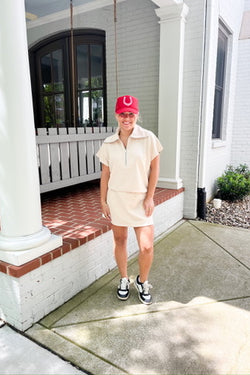 Spanx Air Essentials, French Ribbed Short Sleeve Half Zip