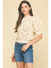 Puffed Sleeve Embroidered Sweater