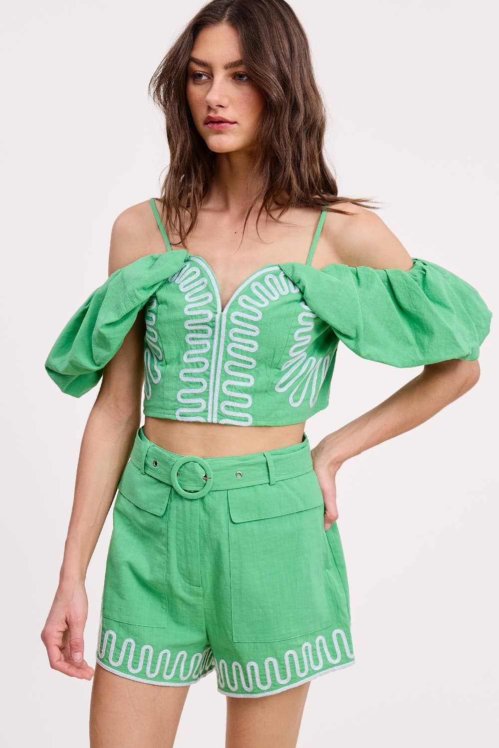 Embroidery Detail Off Shoulder Top