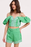Embroidery Detail Off Shoulder Top