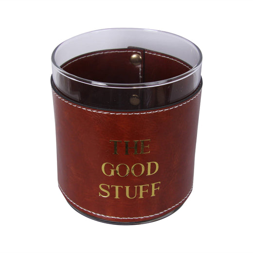 Gold The Good Stuff Faux Leather Rocks Glass