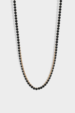 18k GP Jet Rhinestone Tennis Chain Necklace