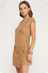 Wrap Sleeveless Textured Knit Mini Dress