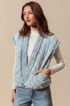 Kimono Style Open Front Vintage Denim Vest