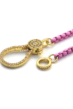 Enamel box chain necklace with Gold Clasp