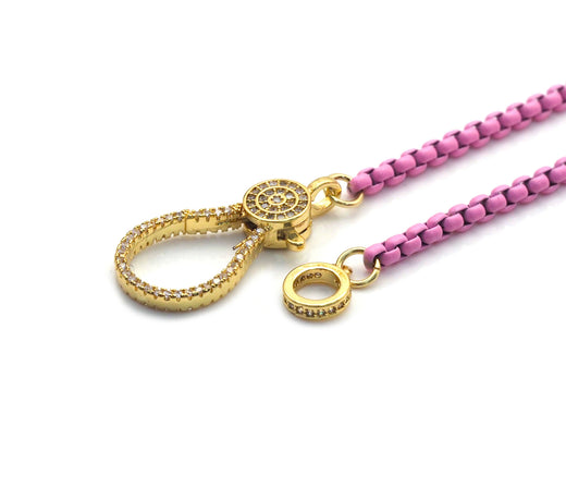 Enamel box chain necklace with Gold Clasp