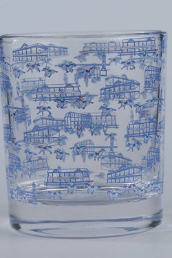 Blue Horse Racing Icons Rocks Glass