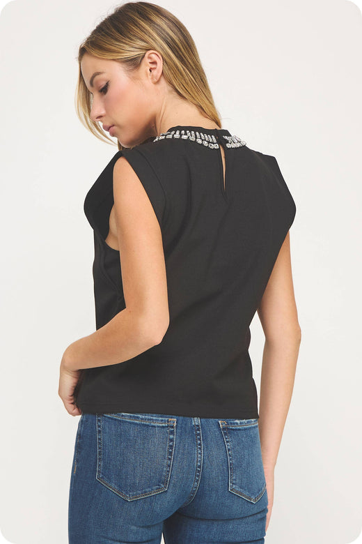 Embellishment Trim Knit Top