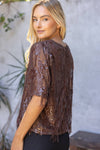 Round Neck Short Sleeve Sequin Top