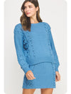 Pom-Pom Cable Knit Sweater