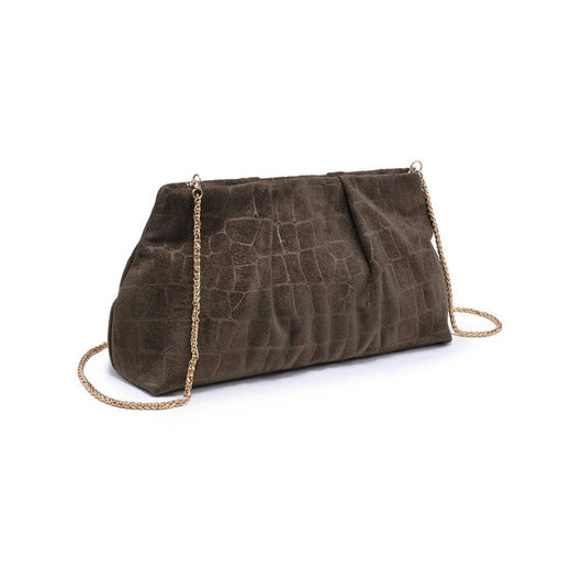 Elva Croc Embossed Faux Suede Clutch