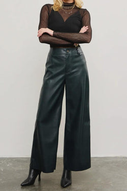 Wide Leg Leather Pants