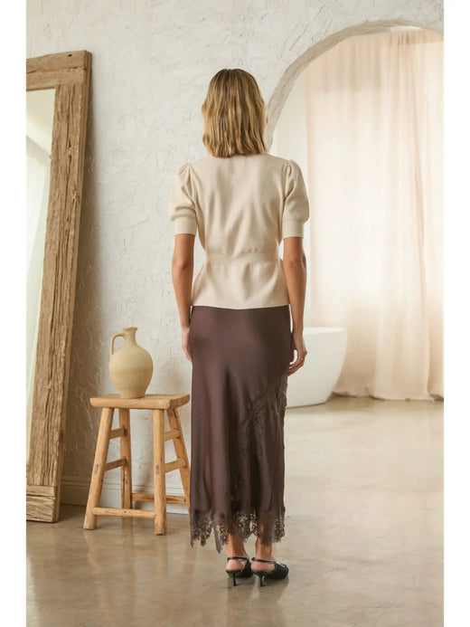 Mixed Lace Midi Skirt