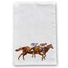 Neck and Neck Horses Racing Derby Tea Towel