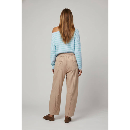 Stripe Brushed Boatneck Sweater