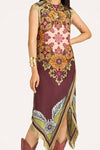 Fringe-Trim Floral Shift Dress