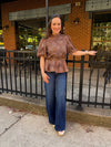 High Banded Animal Print Peplum Top