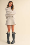 Long Sleeve Sweater Top and Flared Mini Skirt Set