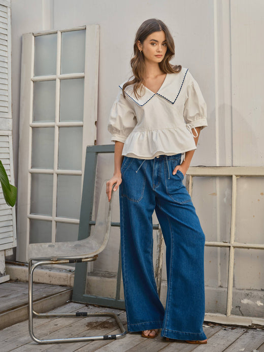 Soft Denim Straight Pants