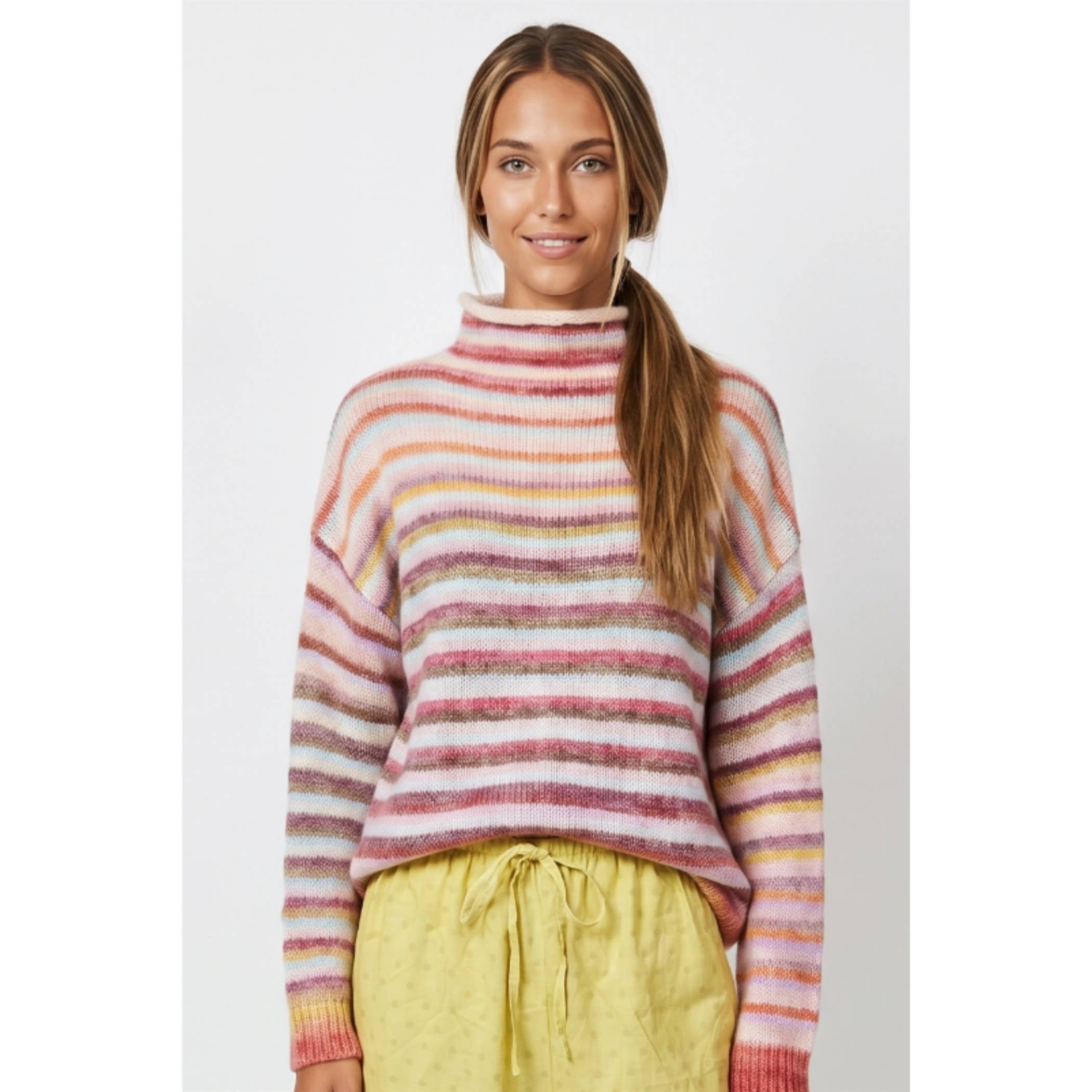 Mock Neck Striped Sweater