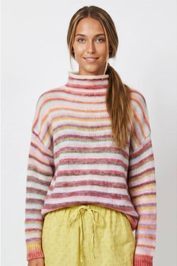 Mock Neck Striped Sweater