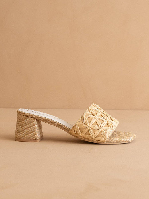Winona Raffia Block Heel