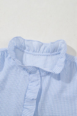 Texture Striped Ruffled Detail Shirt