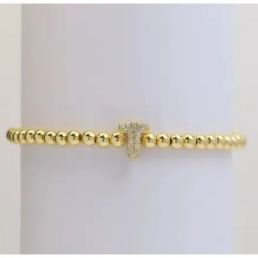 Gold Beaded Initial Bracelets
