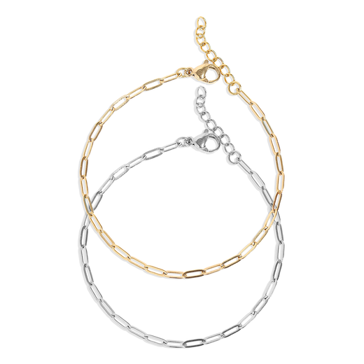 Gold Stainless Steel Paperclip Chain Bracelet + Extension