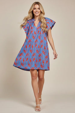 Leaf Print Tunic Mini Dress