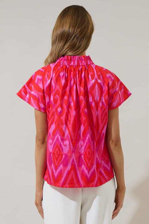 Blevin Ikat Patma Mock Neck Top