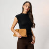 Elva Croc Embossed Faux Suede Clutch