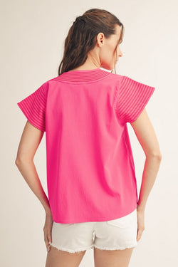 Stitch Detail  V Neck Top