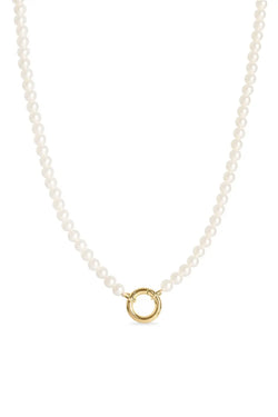 Necklace -Gold Pearl w/Charm Keeper