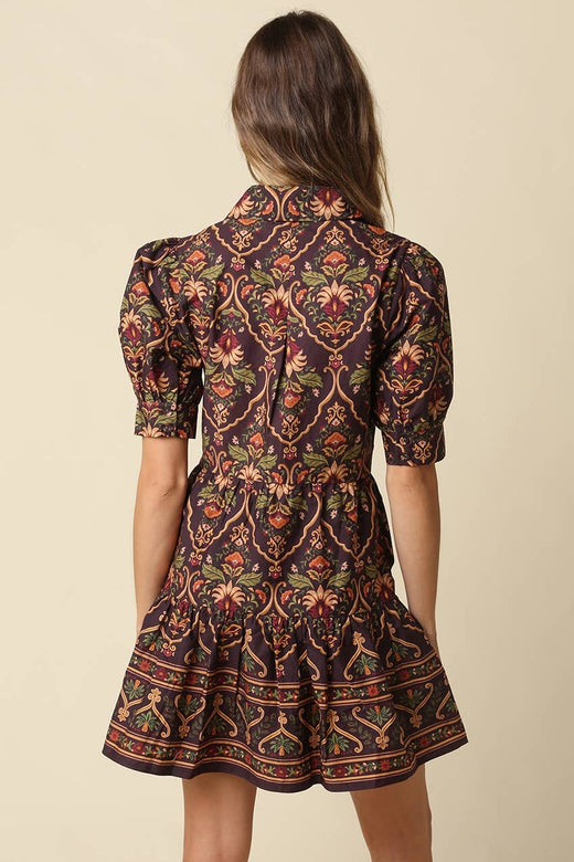 Vienna Printed Tie-Waist Mini Dress