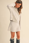 Long Sleeve Sweater Top and Flared Mini Skirt Set