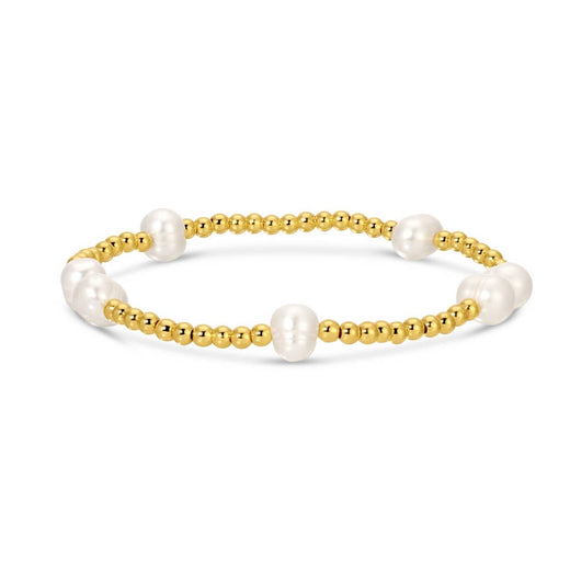 3mm Stretch Bead Bracelets with Large Pearl Accents
