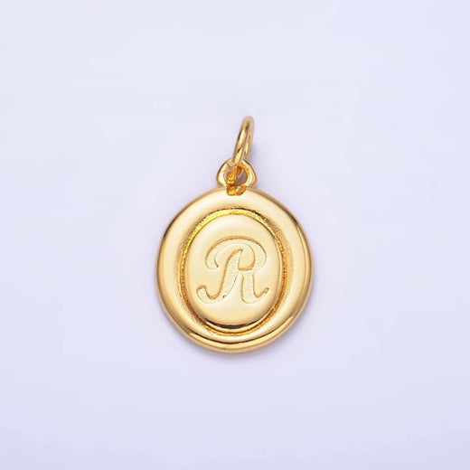 Letter Initial Engraved Stamped Oval Charm