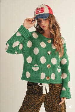 Gold Button Polka Dot Cardigan